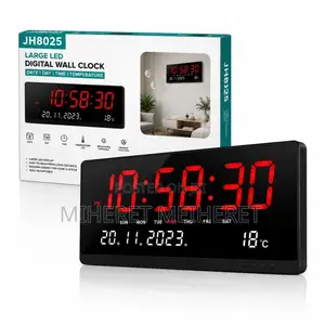 Large LED Display Screen Digital Wall Clock With Voice Control - USB