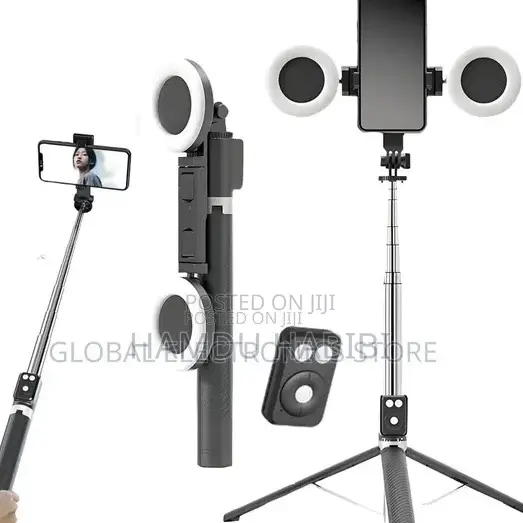 All-in-One Selfie Stick Tripod With a Ring Light