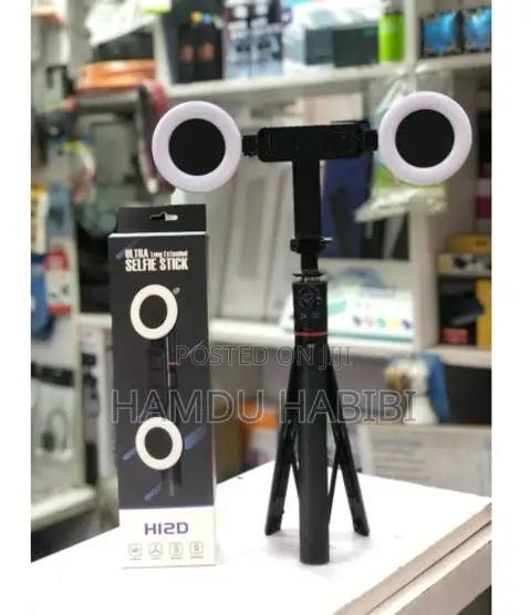 All-in-One Selfie Stick Tripod With a Ring Light