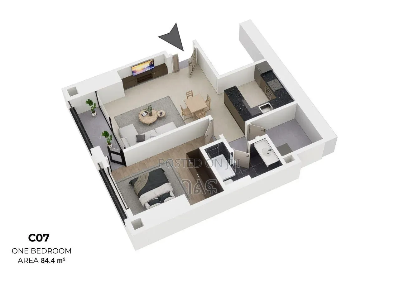 1bdrm Apartment in ቦሌ 24 ሰፈር ላይ ከስቲዲዮ, Bole for sale