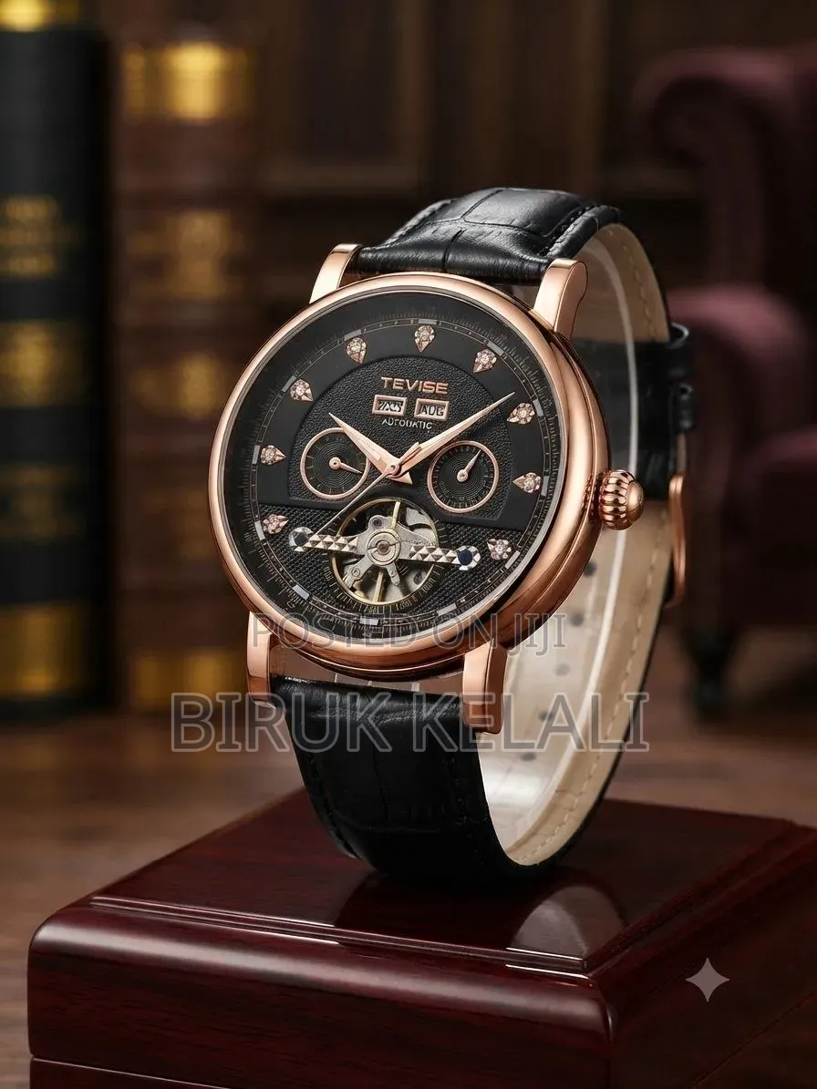 Tevise Men's Automatic Business Watch Featuring a Black Dial