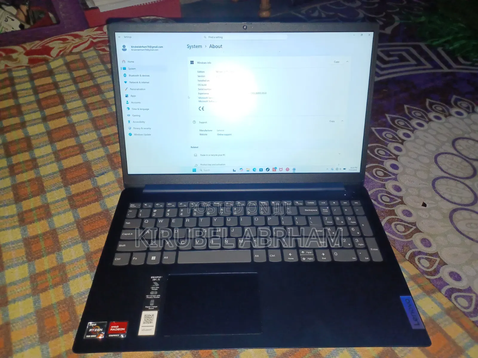 Laptop 8GB AMD Ryzen 5 SSD 256GB