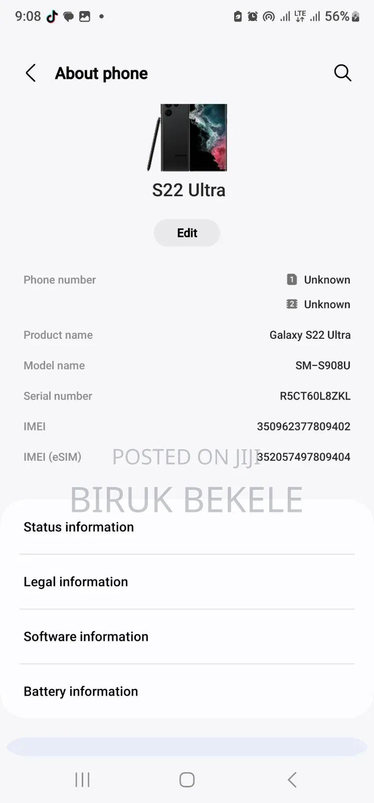 Samsung Galaxy S22 Ultra 128 GB Black