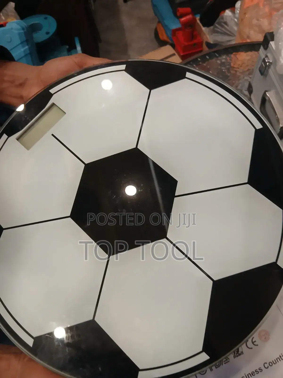 ,Digital Glass Weighing Scale Designed to Look Like a Soccer Ball.