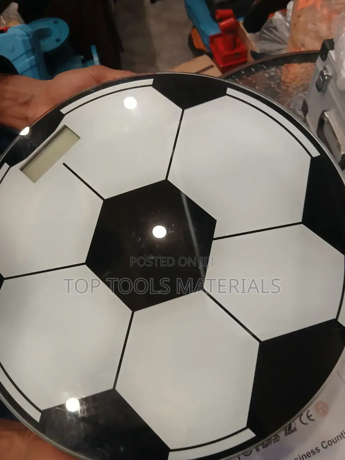 ,Digital Glass Weighing Scale Designed to Look Like a Soccer Ball.