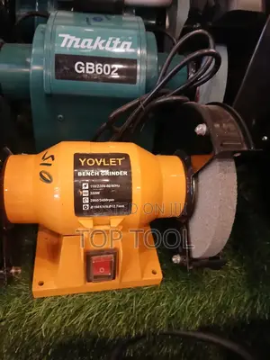 Yellow Yovlet Bench Grinder Is Rated for 350W.