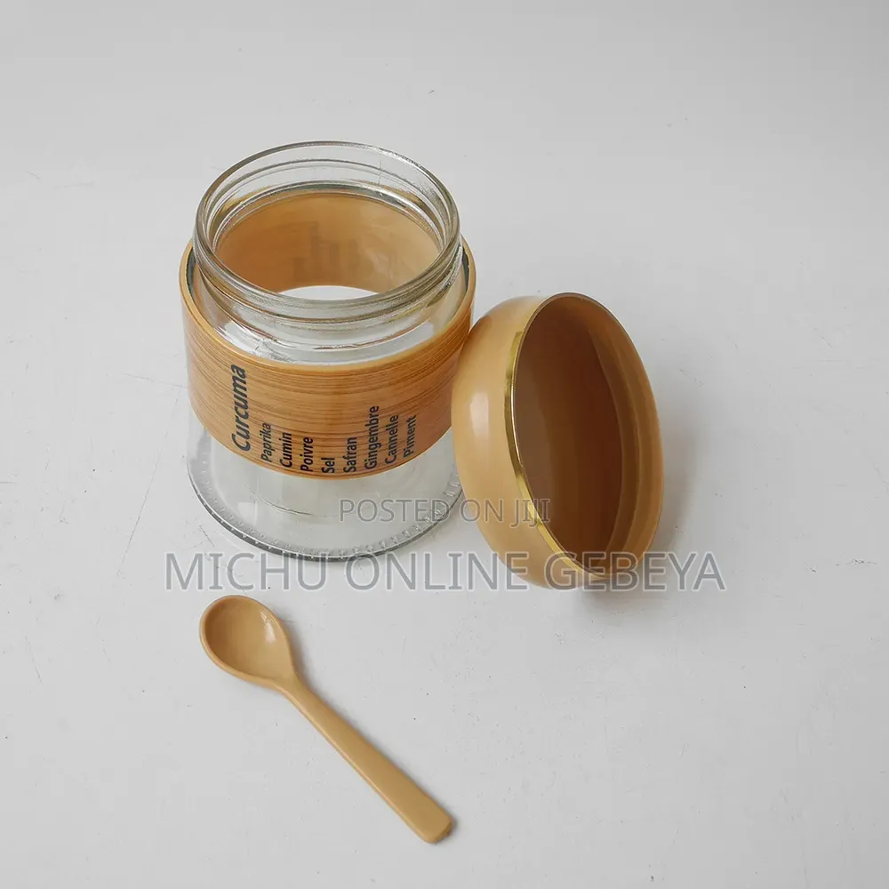 9Pcs Glass Storage Jar Set With Bamboo/ Free Delivery
