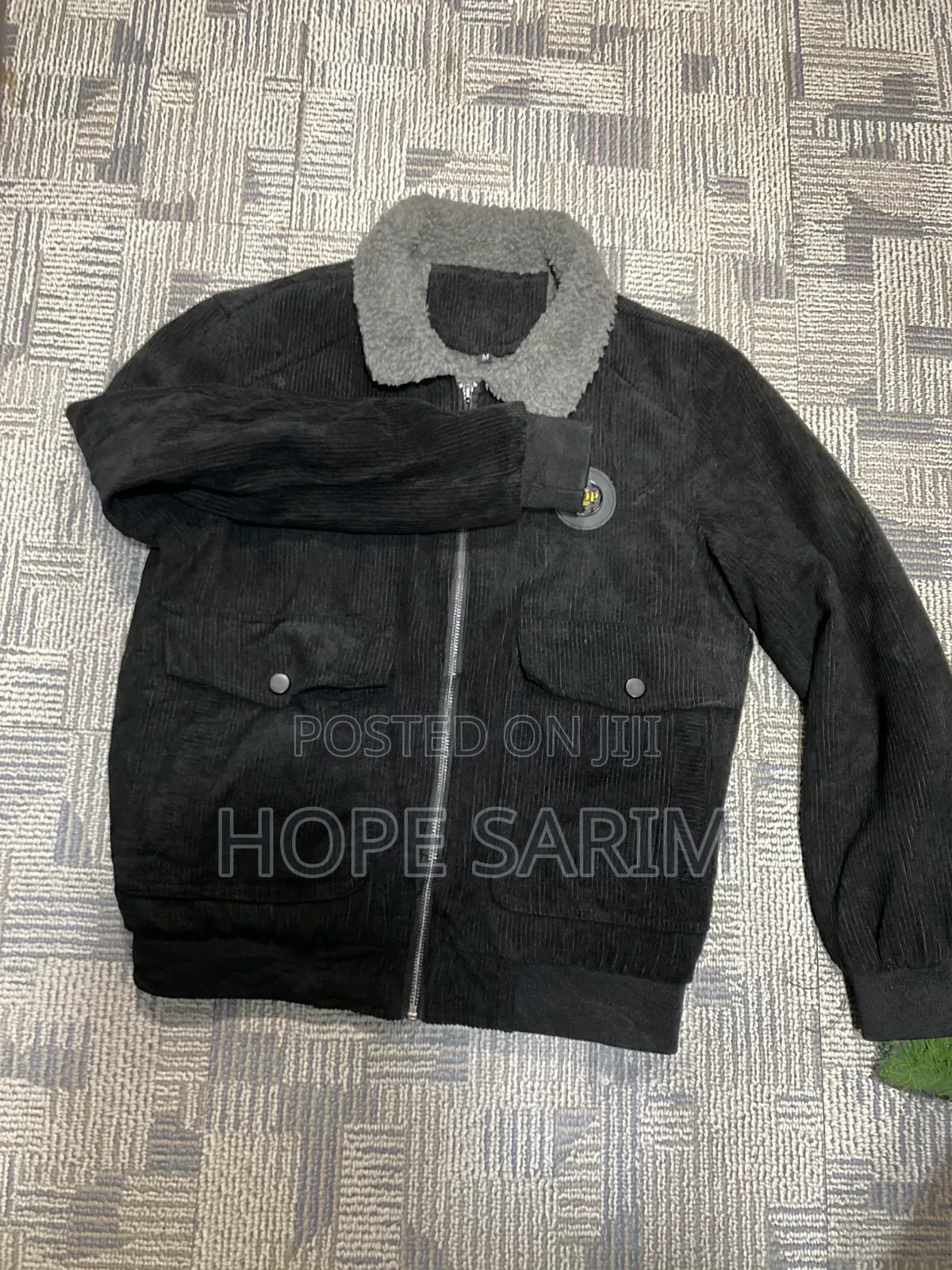 Black Corduroy Sherpa Jacket: