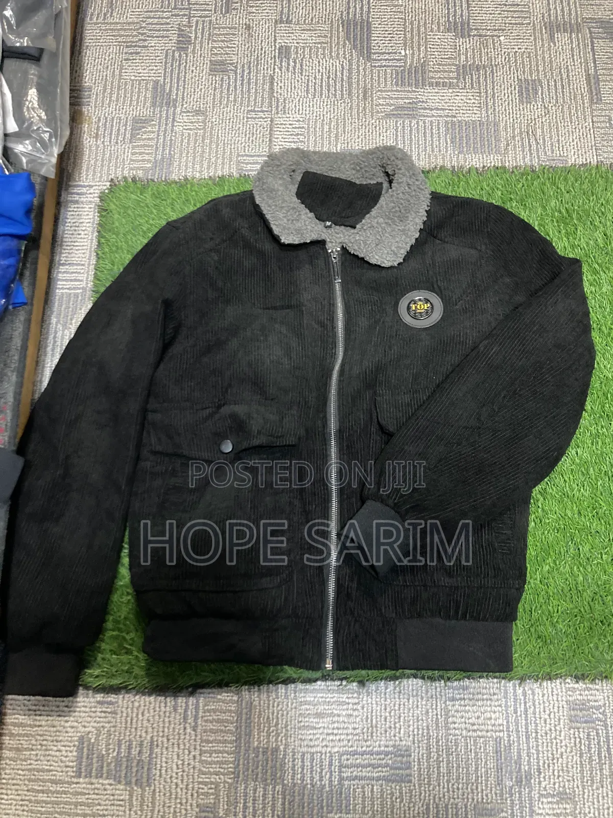 Black Corduroy Sherpa Jacket: