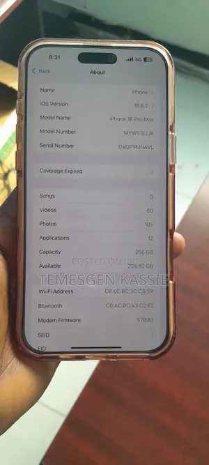 New Apple iPhone 16 Pro Max 256 GB Silver
