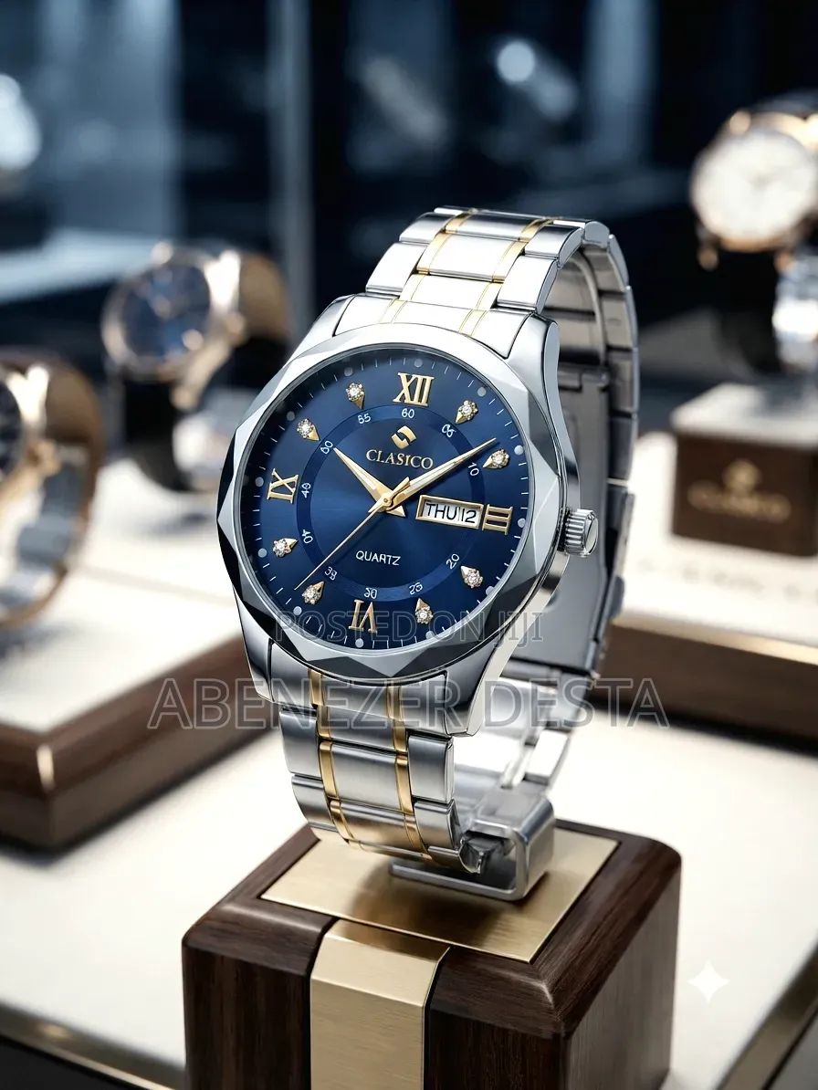 Luxury Wristwatch Features a Striking Blue Dial With Luminous Hands