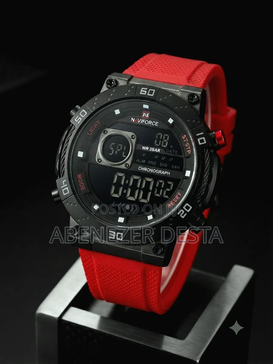 Naviforce NF9241T Featuring a Black Case and a Vibrant Red Silicone