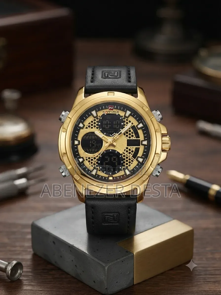 Naviforce NF9225 Men's Watch, Featuring Gold Case and a Black