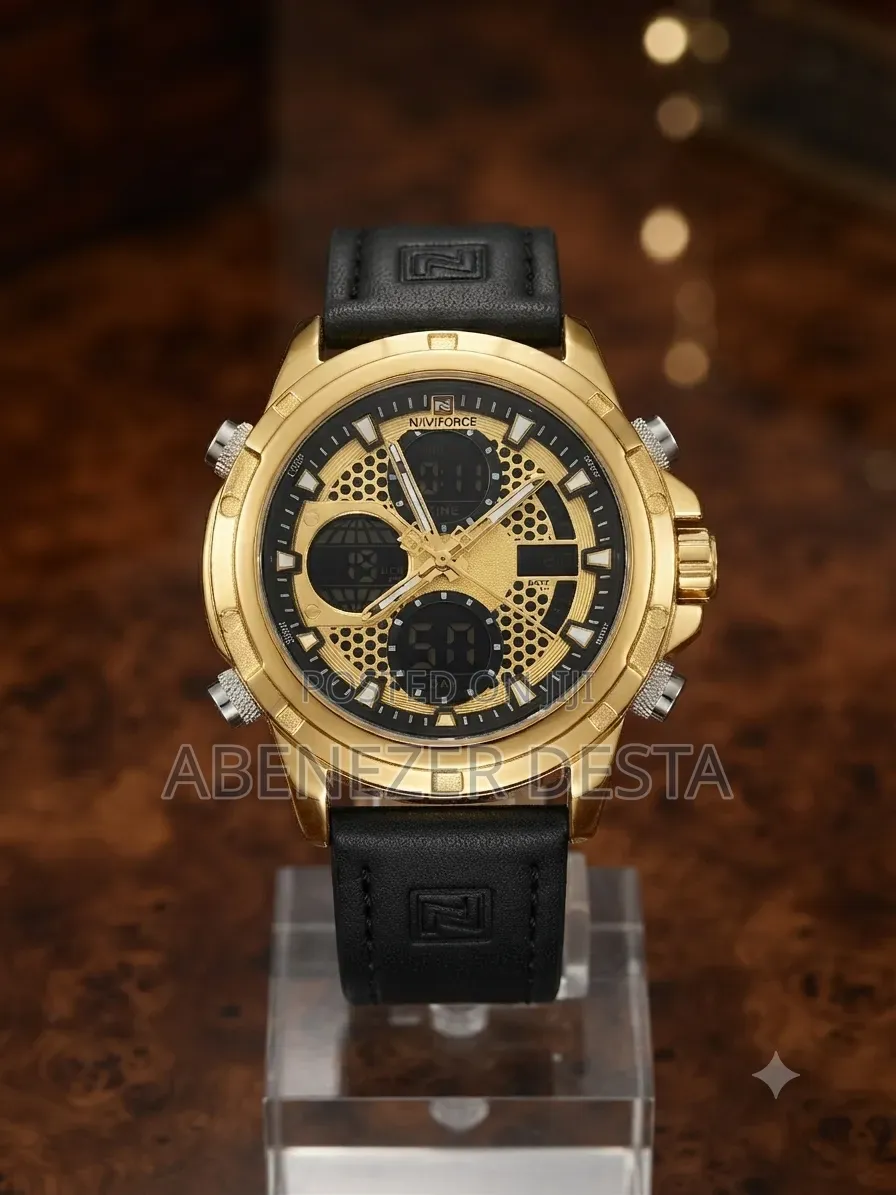 Naviforce NF9225 Men's Watch, Featuring Gold Case and a Black