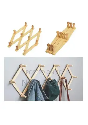 Wooden Expandable Wall-Mounted Coat Rack With Colorful Pegs