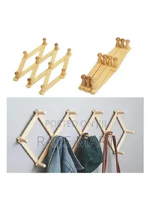 Wooden Expandable Wall-Mounted Coat Rack With Colorful Pegs