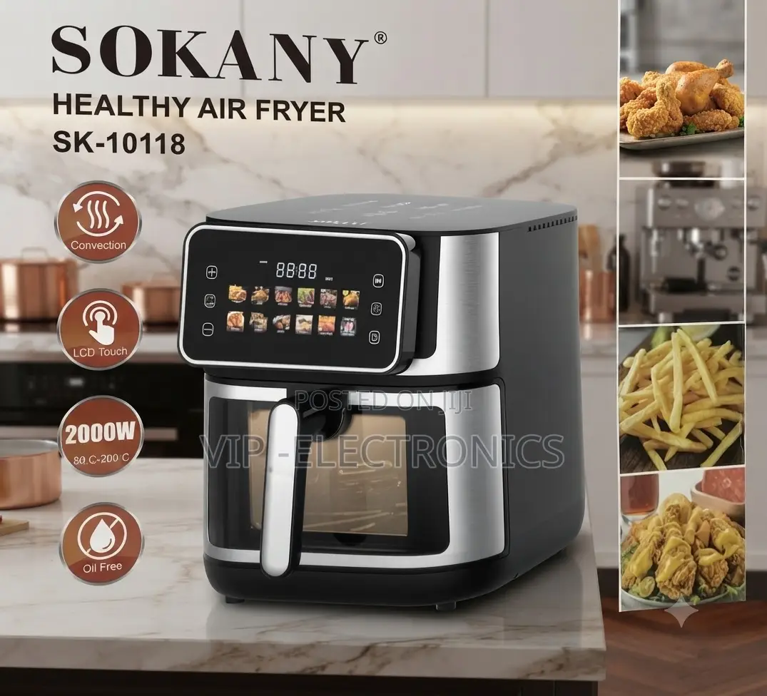 SOKANY Healthy Air Fryer – 8L Digital Touch 2000W, Oil-Free Cooking