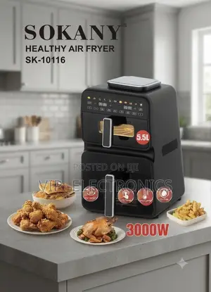 SOKANY Healthy Air Fryer –13L 3000W Digital Touch, Oil-Free Cooking