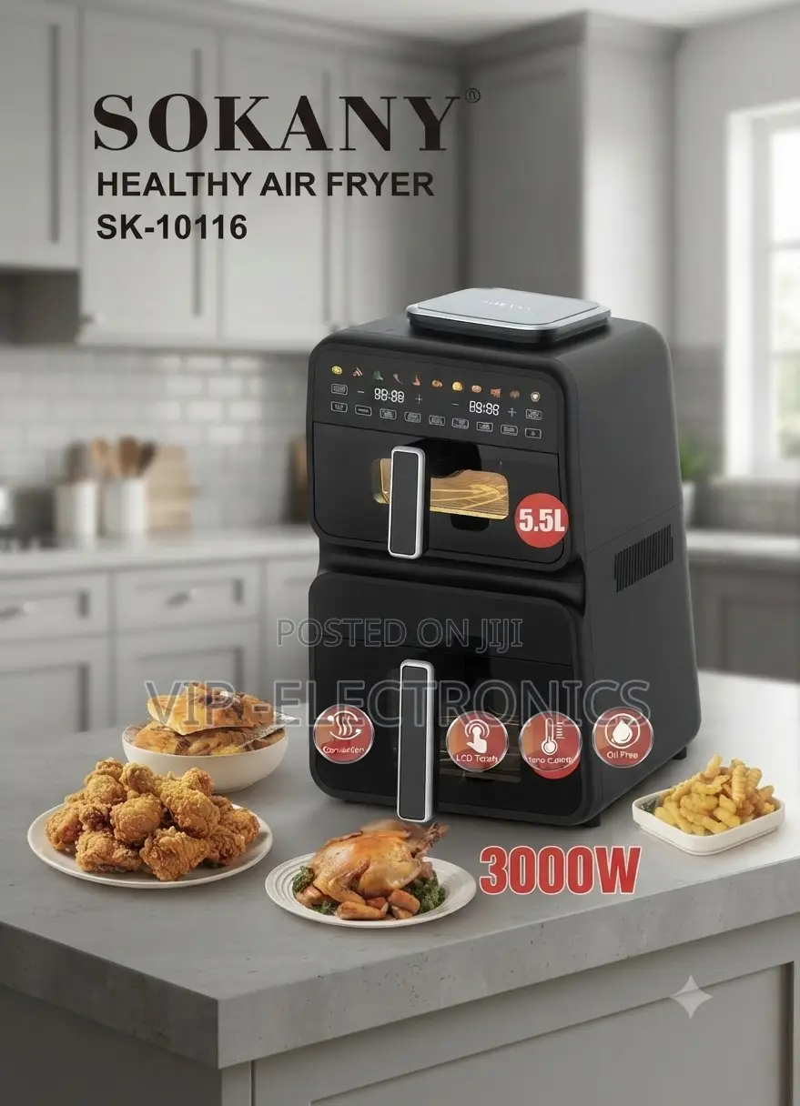 SOKANY Healthy Air Fryer –13L 3000W Digital Touch, Oil-Free Cooking