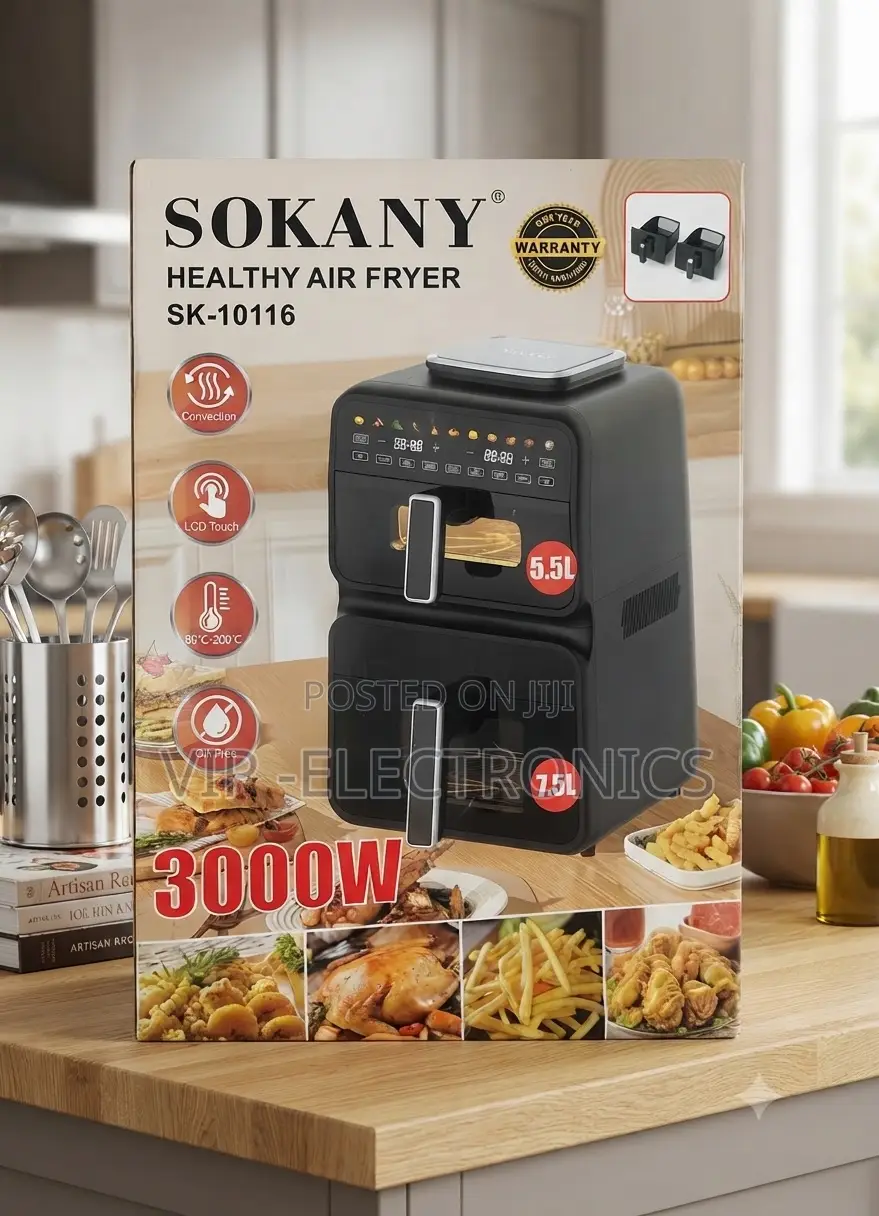 SOKANY Healthy Air Fryer –13L 3000W Digital Touch, Oil-Free Cooking