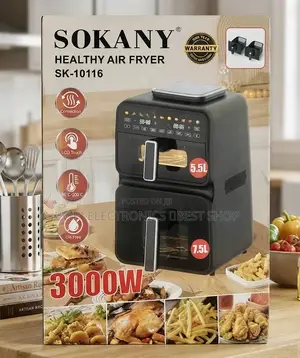 SOKANY Healthy Air Fryer –13L 3000W Digital Touch, Oil-Free Cooking