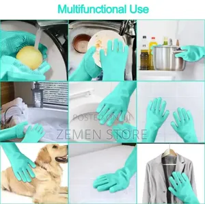 Magic Silicone Dishwashing Gloves With Built-in Scrubber Bristles