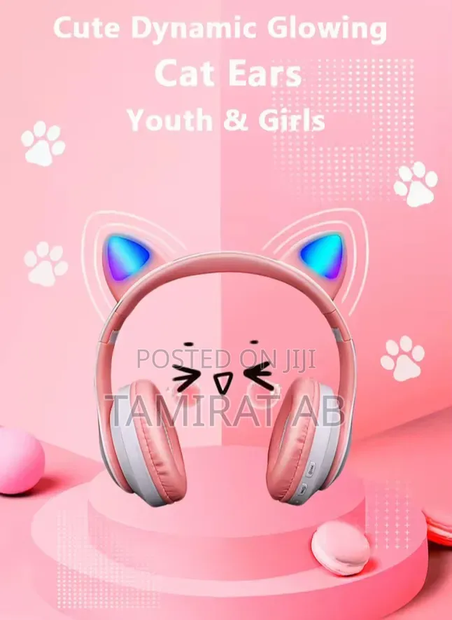 Cats Wireless Headphone With RGB Led Light, Microphone Tf Card Slot