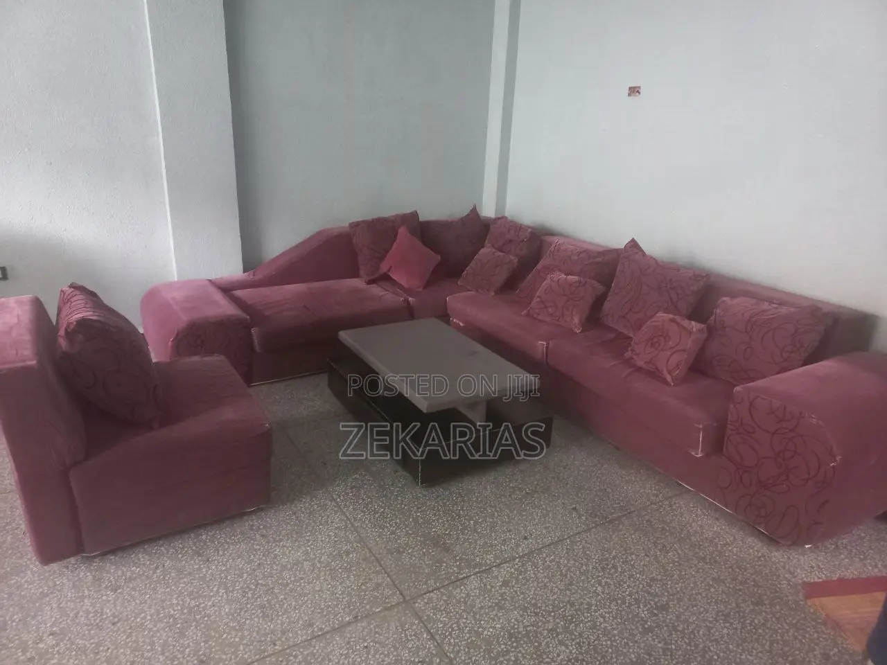 Used L-Shaped Sofa With Kerero Wood Frame