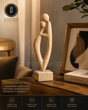 Love in Wood Handcrafted Austrian Wood Couple Sculpture