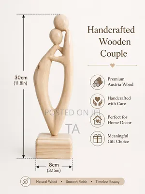 Love in Wood Handcrafted Austrian Wood Couple Sculpture