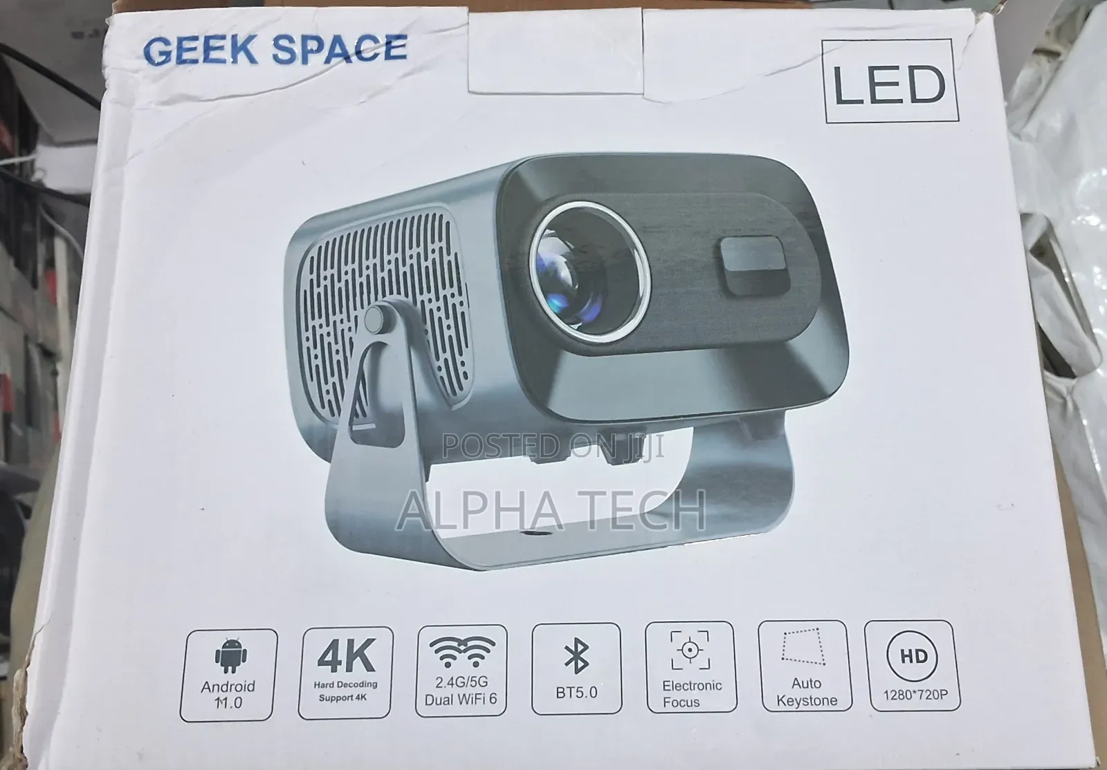 GEEK SPACE Smart Projector – Android 11 | Native HD | Support