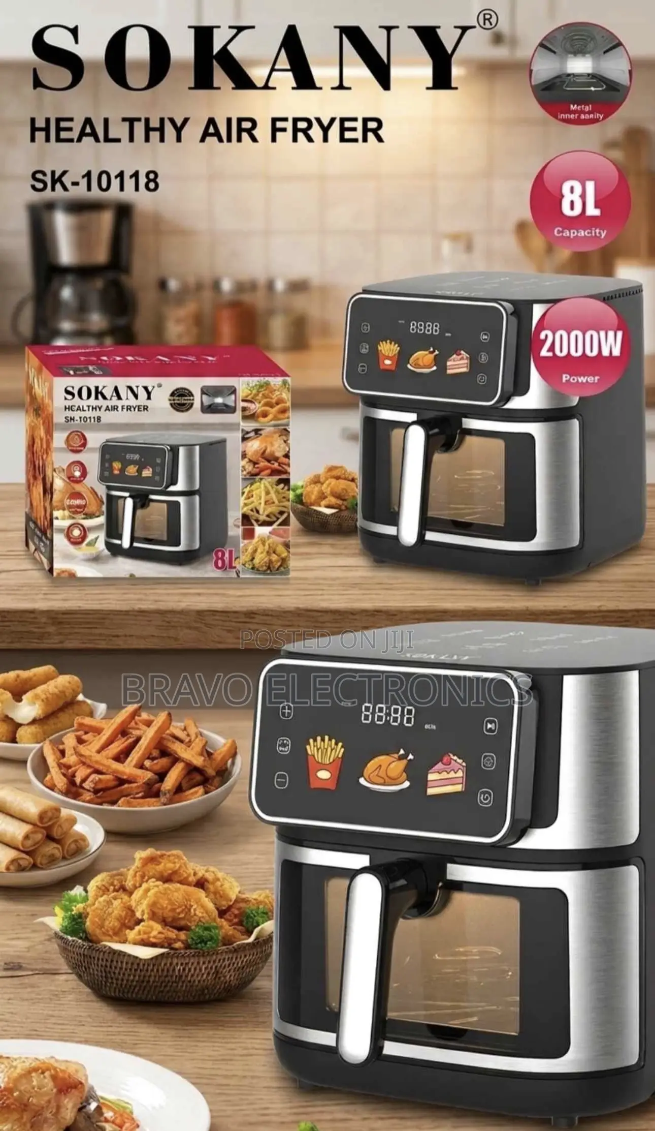  Sokany 8L Digital Air Fryer – 2000W Premium Kitchen Appliance 