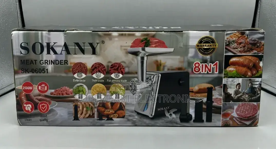 Sokany Meat Grinder (8-in-1, Heavy-Duty 2500W Electric