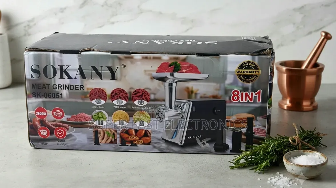Sokany Meat Grinder (8-in-1, Heavy-Duty 2500W Electric