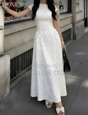 Women's White Black Polka Dot
