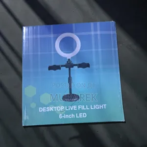 .6" LED Ring Light Desktop Stand With Dual Phone Mounts