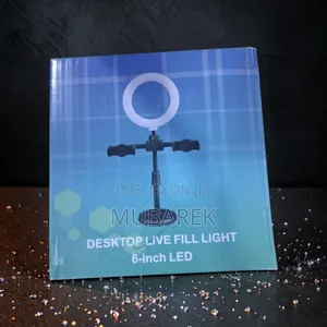 Adjustable Desktop LED Fill Light With Dual Smartphone Mount Stand