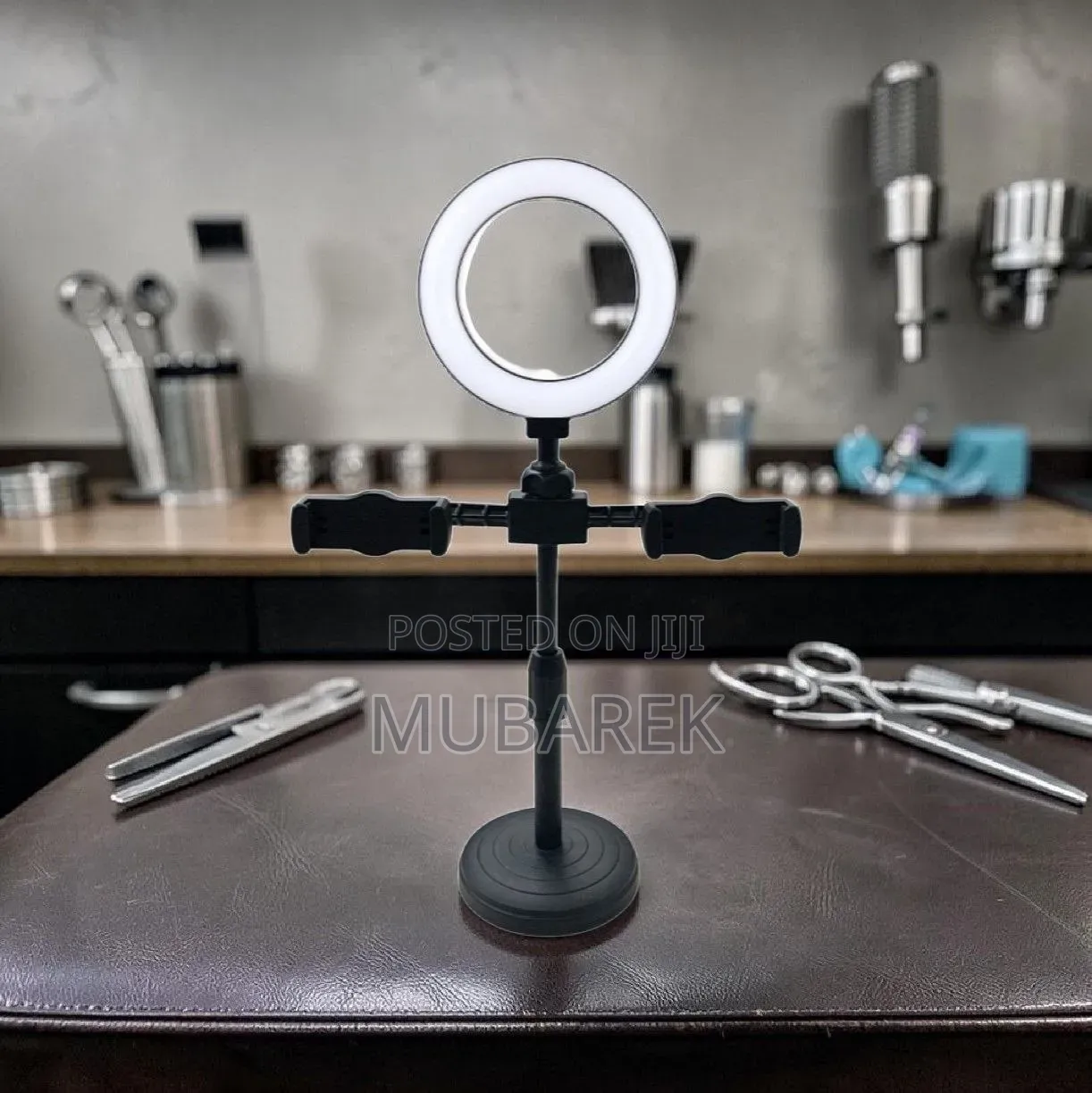 Beauty Makeup Tabletop LED Ring Light With Dual Smartphone Mount