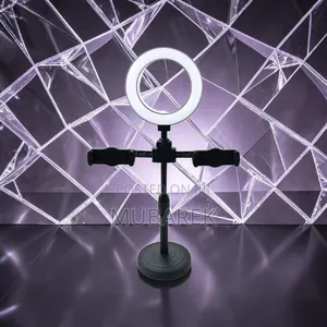 6"Tabletop LED RingLight Dual Smartphone Holder Content Creation Light