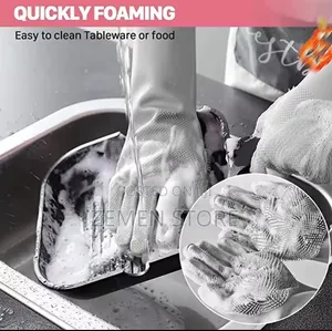 Magic Silicone Dishwashing Gloves With Built-in Scrubber Bristles