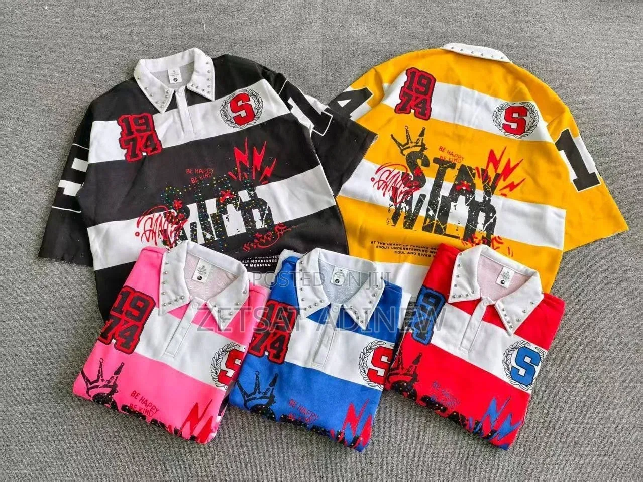 Graphic Striped Polo T-Shirt