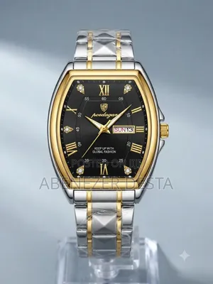 Poedagar 958 Men's Watch, a Stainless Steel Black Dial With Gold Acc