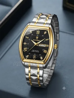 Poedagar 958 Men's Watch, a Stainless Steel Black Dial With Gold Acc