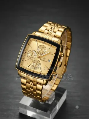 Binbond Chronograph Watch Features a Distinct Square Gold-Tone Case
