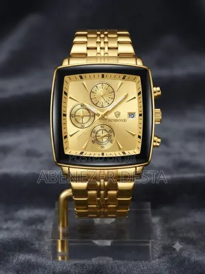 Binbond Chronograph Watch Features a Distinct Square Gold-Tone Case