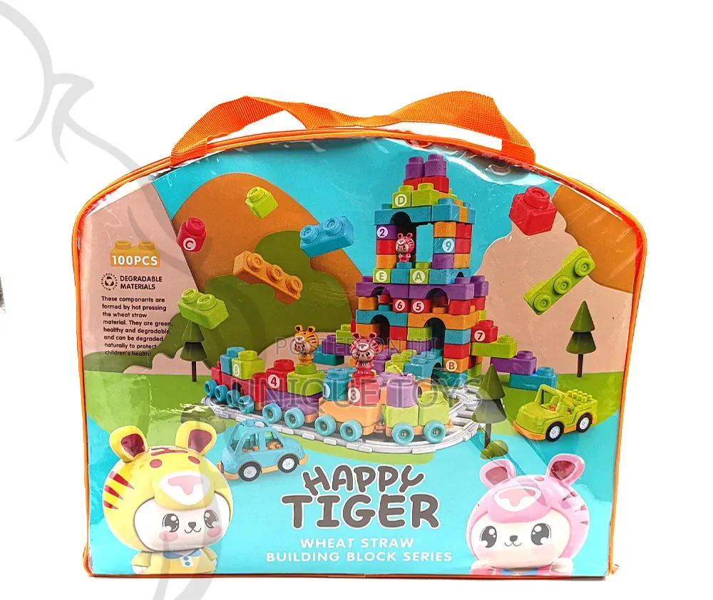 Happy Tiger Wheat Straw Building Block Series, 100 PCS
