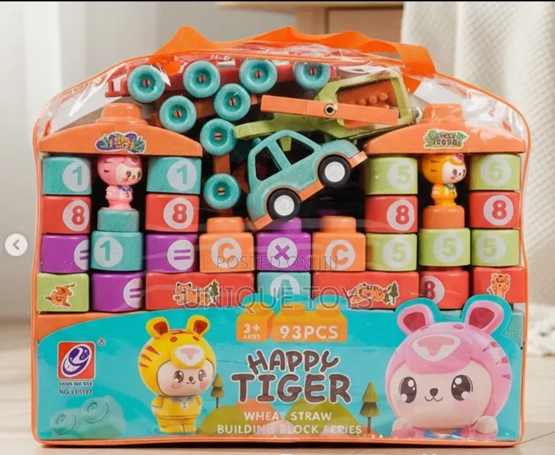 Happy Tiger Wheat Straw Building Block Series, 100 PCS