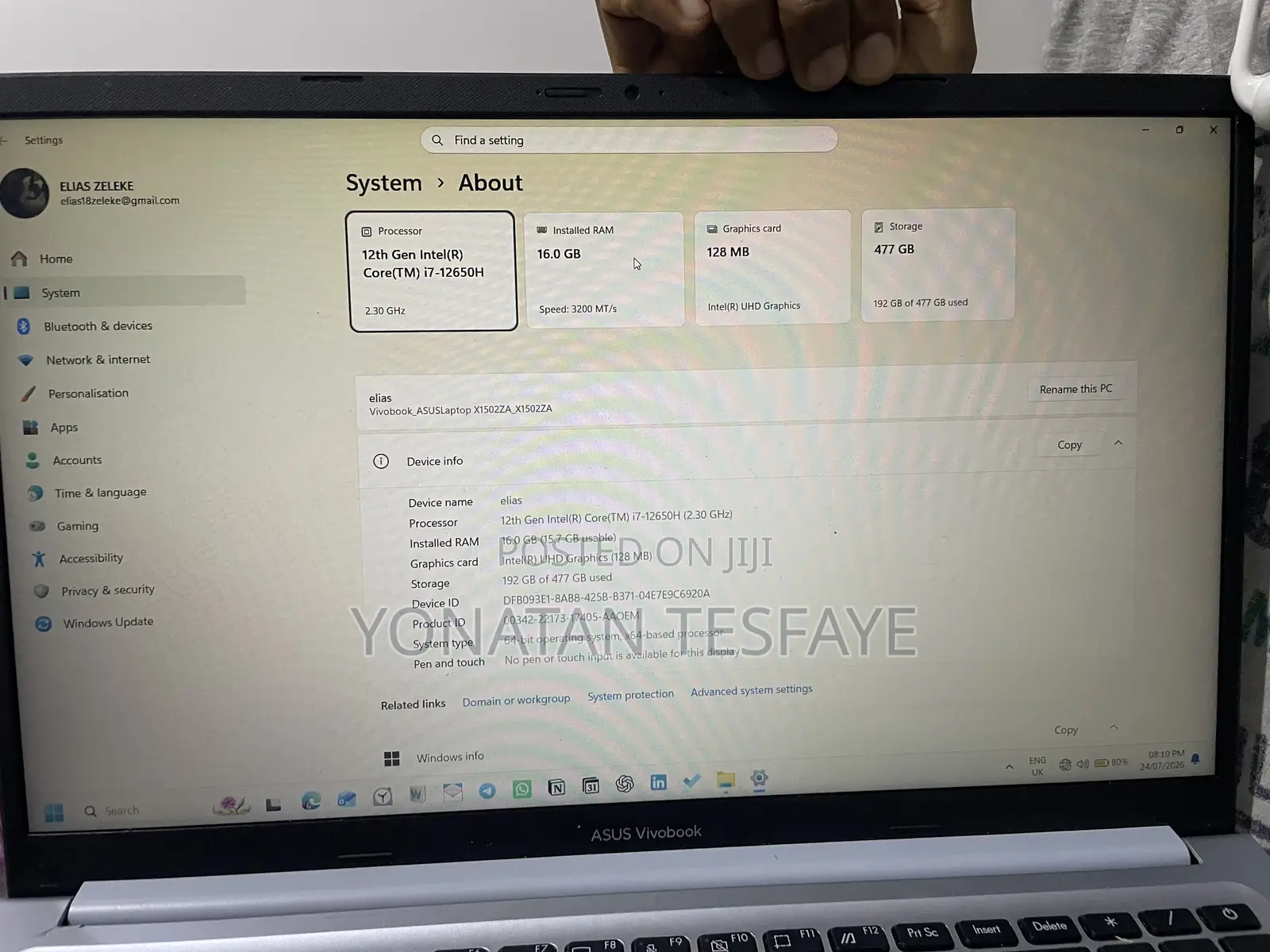 Laptop Asus VivoBook 15 X505BA 16GB Intel Core i7 SSD 512GB