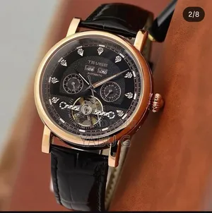 Men's Automatic Mechanical Watch a Black Leather Strap