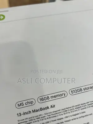 New Laptop Apple MacBook Air 2026 M5 16GB Apple M5 SSD 512GB